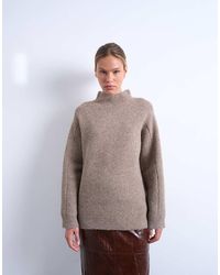 TOPSHOP - Knitted Oversized High Neck Jumper - Lyst
