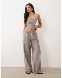 Missy Empire - Cotton Rich Elasticated Waist Button Detail Wide Leg Trousers Co-Ord - Lyst
