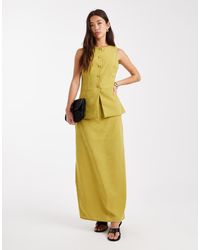 Vero Moda - Gonna Lunga Sartoriale Color Chartreuse - Lyst