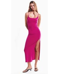 Bershka - Gathered Strap Midi Dress - Lyst
