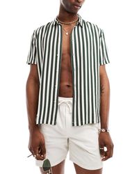 Bershka - Crinkle Striped Shirt - Lyst