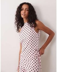 ASOS - Top Met Polkadotprint, Boothals En Strik Aan De Zijkant - Lyst