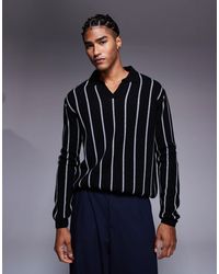 ASOS - Polo décontracté en maille à rayures et col cranté - Lyst