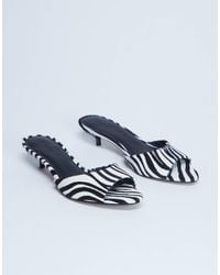 TOPSHOP - – alba – peeptoe-mules aus echtleder mit zebramuster, ponyhaar-struktur und kitten-absatz - Lyst