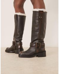 ASOS - – calla – hochwertige trucker-stiefel aus getrommeltem leder - Lyst