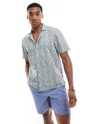 Hollister - Short Sleeve Revere Collar Geometric Print Poplin Shirt Boxy Fit - Lyst