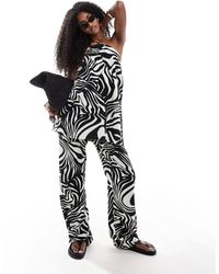 ASOS - – elegante hose mit geradem bein und zebramuster, kombiteil - Lyst