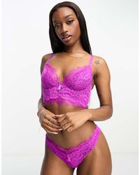 Ann Summers - Sujetador Largo Rosa Y Morado Escotado Sin Relleno De Encaje Beloved De - Lyst