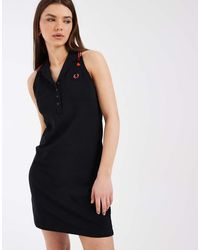 Fred Perry - Sleeveless Pique Polo Mini Dress - Lyst