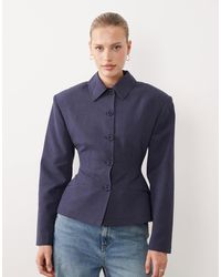 ASOS - Button Through Linen Look Cinch Blazer - Lyst
