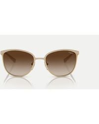 Vogue - Occhiali Da Sole Rettangolari Opaco/Oro Spazzolato Con Lenti Marroni - Lyst