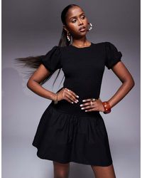 ASOS - Shirred Drop Waist Mini Dress - Lyst