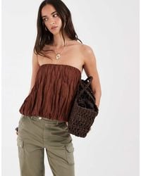 ASOS - Bandeau-Top Van Kreukelstof Met Pofzoom - Lyst
