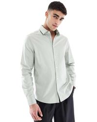 ASOS - Net Kreukvrij Overhemd Met Normale Pasvorm Van Keperstof - Lyst