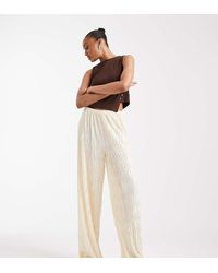 Vero Moda - Plissé Broek Met Wijde Pijpen En Textuur - Lyst