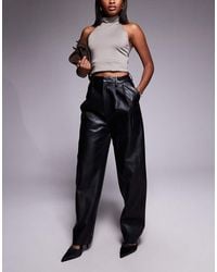 Bardot - Leather Look High Waisted Tapered Leg Trousers - Lyst