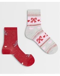 Pieces - 2 Pack Bow Socks - Lyst