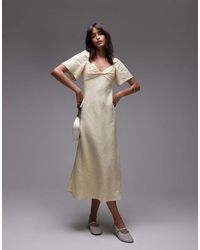 & Other Stories - Linen Puff Sleeve Midaxi Dress With Twist Sweetheart Neckline - Lyst