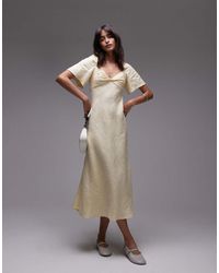& Other Stories - Linen Puff Sleeve Midaxi Dress With Twist Sweetheart Neckline - Lyst