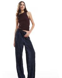 Vero Moda - Plissé Broek Met Wijde Pijpen En Textuur - Lyst