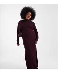 ASOS - Asos Design Curve Knit Fine Gauge Maxi Dress With Ribbed Detail - Lyst