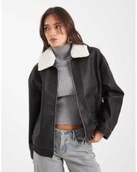 Hollister - Sherpa Collar Faux Leather Bomber Jacket - Lyst