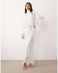 ASOS - High Neck Draped Chiffon Maxi Dress With Neck Tie - Lyst