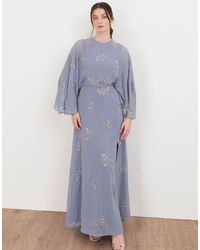 Maya - Floral Embellished Cape Sleeve Maxi Dress - Lyst