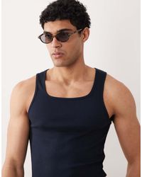 ASOS - Muscle Fit Ribbed Tank With Square Neck - Lyst