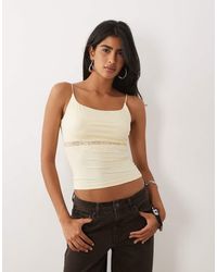 ASOS - Slinky Lace Trim Square Neck Cami Top - Lyst