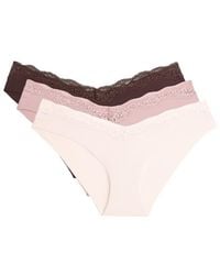 Oysho - 3 Laser-cut Lace And Polyamide Blend Classic Briefs - Lyst