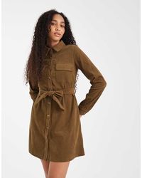 Threadbare - Mini-Overhemdjurk Van Corduroy Met Knoopsluiting - Lyst