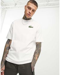 Lacoste - Camiseta Blanca Extragrande Con Logo Grande De - Lyst