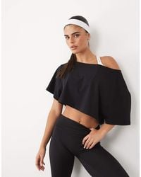 4505 - Quick Dry Cotton Off The Shoulder Crop T-shirt - Lyst