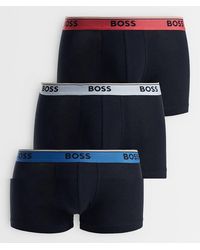 BOSS - Power 3 Pack Logo Contrast Waistband Trunks - Lyst