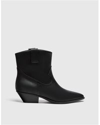 Pull&Bear Cowboy Western Heeled Ankle Boots - Black