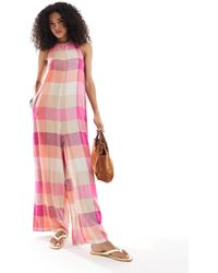 Native Youth - – karierter neckholder-jumpsuit - Lyst