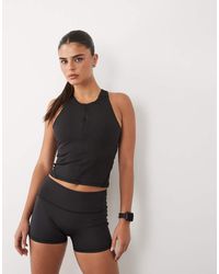 4505 - Active Cropped 1/4 Zip Tank With Inner Bra And Removable Padding - Lyst