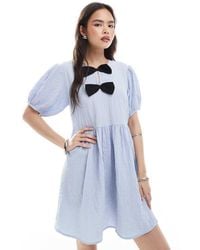 New Look - Bow Front Mini Dress - Lyst