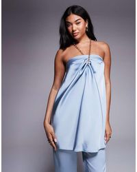 ASOS - Tailored Satin Halter Neck Top With Chain Detail Co-Ord - Lyst