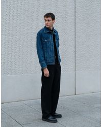 Labelrail - X isaac hudson - giacca di jeans aderente color indaco con cuciture - Lyst