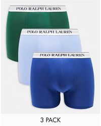 Polo Ralph Lauren - Confezione da 3 boxer aderenti blu navy, verdi e blu con fascia - Lyst
