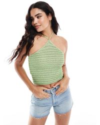 Mango - Top Allacciato Al Collo All'Uncinetto - Lyst