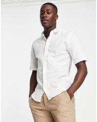 Only & Sons - Chemise ajustée à manches courtes en lin mélangé - Lyst