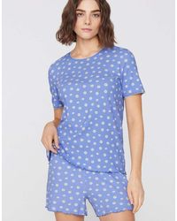 Tezenis - Short Ribbed Pyjamas With Daisies - Lyst