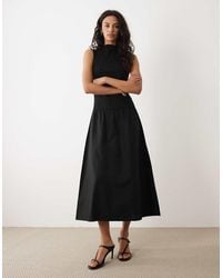 Mango - Cotton Mix Racer Midi Dress - Lyst