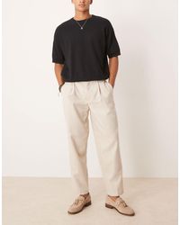 ASOS - Smart Oversized Tapered Pleated Trousers With Wool - Lyst