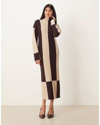 Pretty Lavish - Knitted High Neck Midaxi Jumper Dress - Lyst