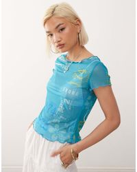 Collusion - Sheer Hibiscus Print Mesh Double Layer Top - Lyst