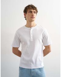 TOPMAN - Classic Fit Ribbed Henley T-shirt - Lyst